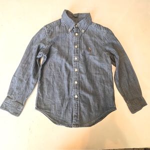 Ralph Lauren boys denim blue button up shirt size 8